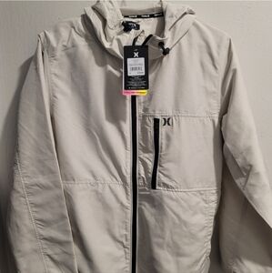 NWT Hurley Performance Ripstop Zip-up Windbreaker Jacket Bone White Medium